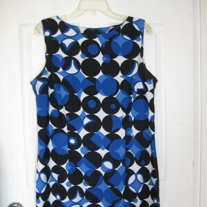 AGB Dress Sheath Dress Women's Blue Black White Geometric Print Causal Size 16